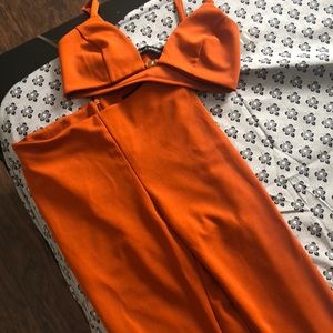Bralette and pants set size medium deep orange